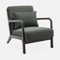 Sillón escandinavo de pana y madera de hevea