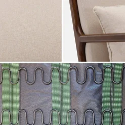 Sillón escandinavo de tela y madera de hevea
