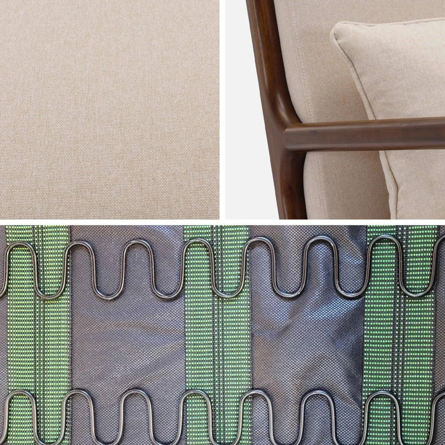 Sillón escandinavo de tela y madera de hevea
