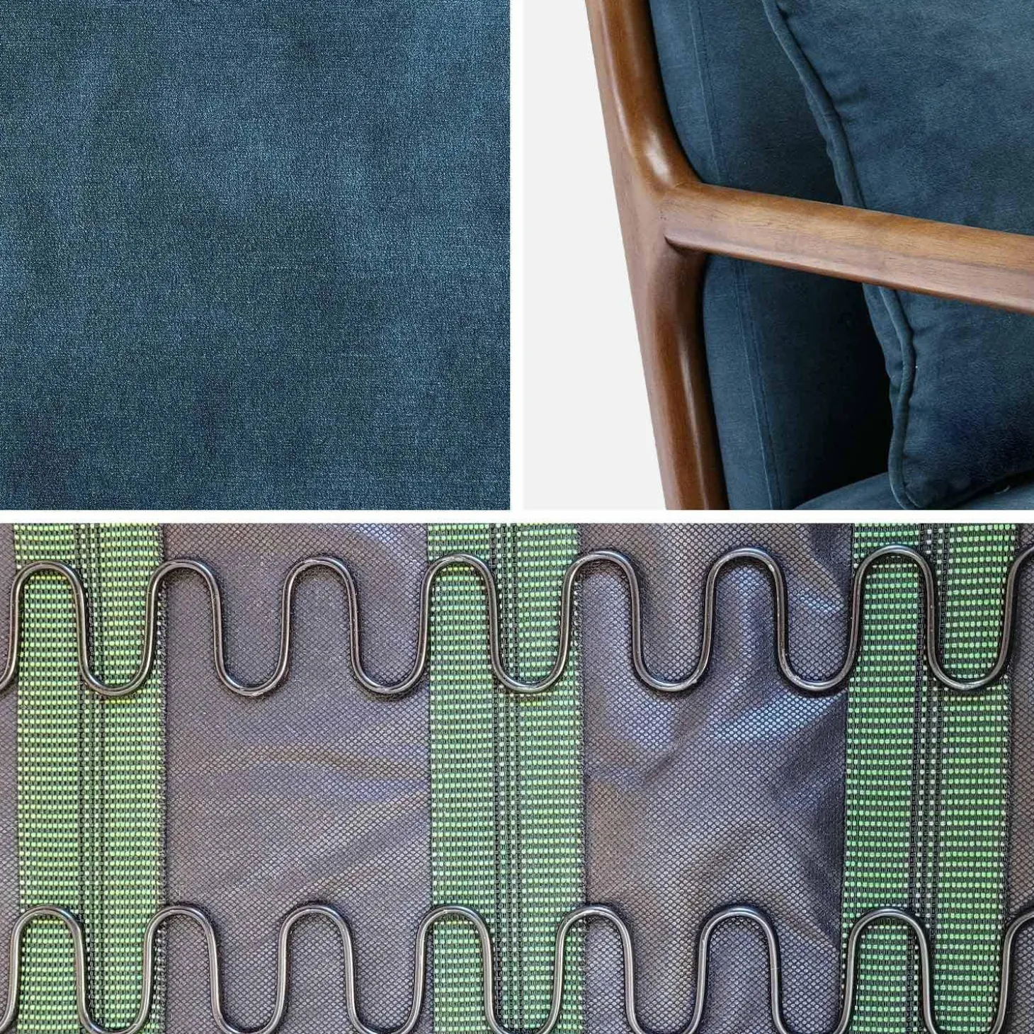 Sillón escandinavo de terciopelo y madera de hevea
