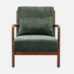 Sillón escandinavo de terciopelo y madera de hevea