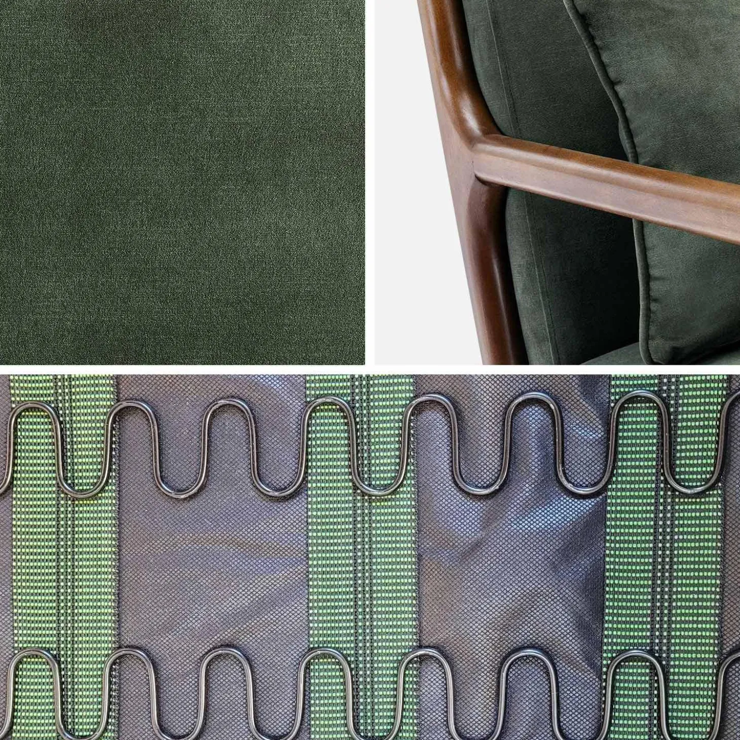 Sillón escandinavo de terciopelo y madera de hevea