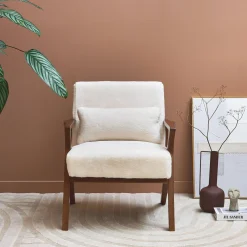 Sillón escandinavo, madera de hevea teñida en nogal