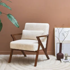 Sillón escandinavo, madera de hevea teñida en nogal