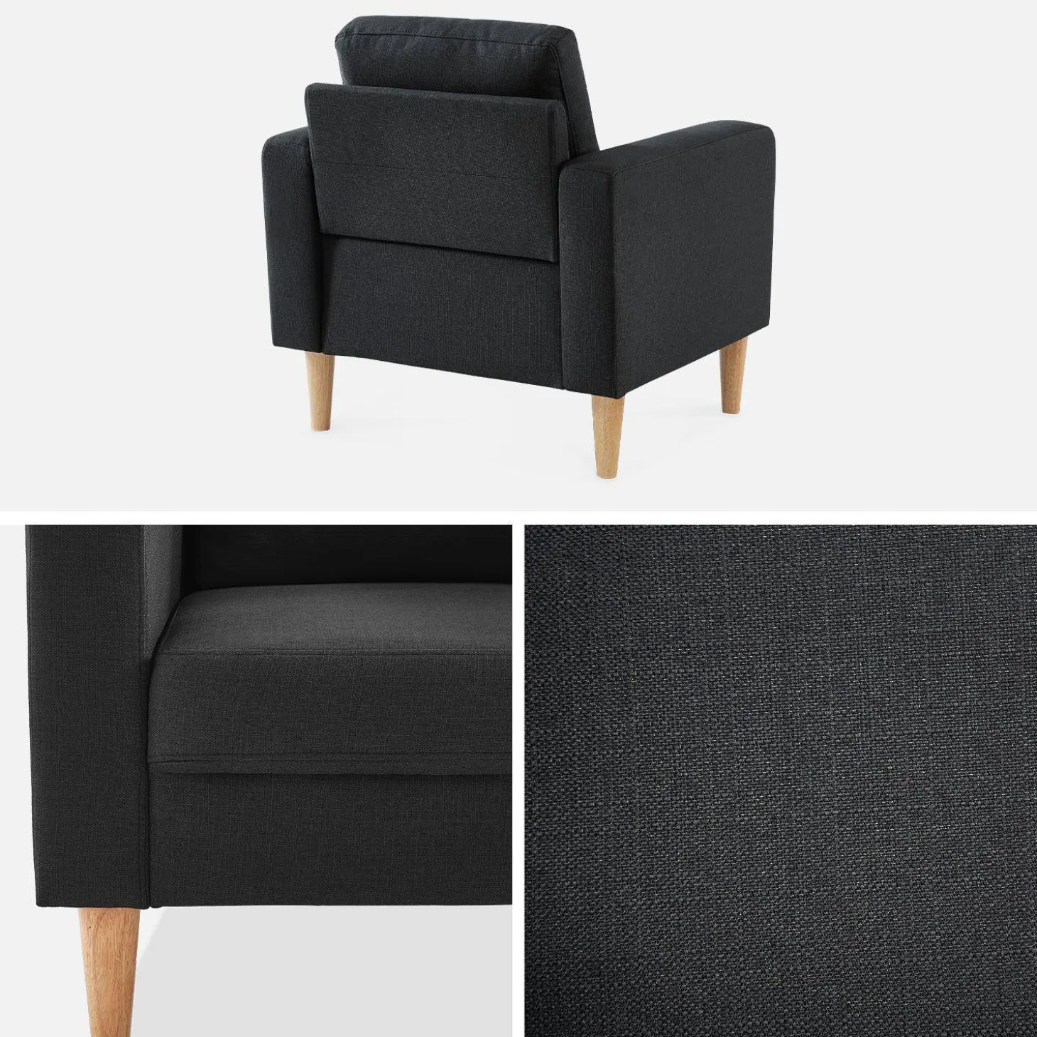 Sillón estilo escandinavo con patas de madera