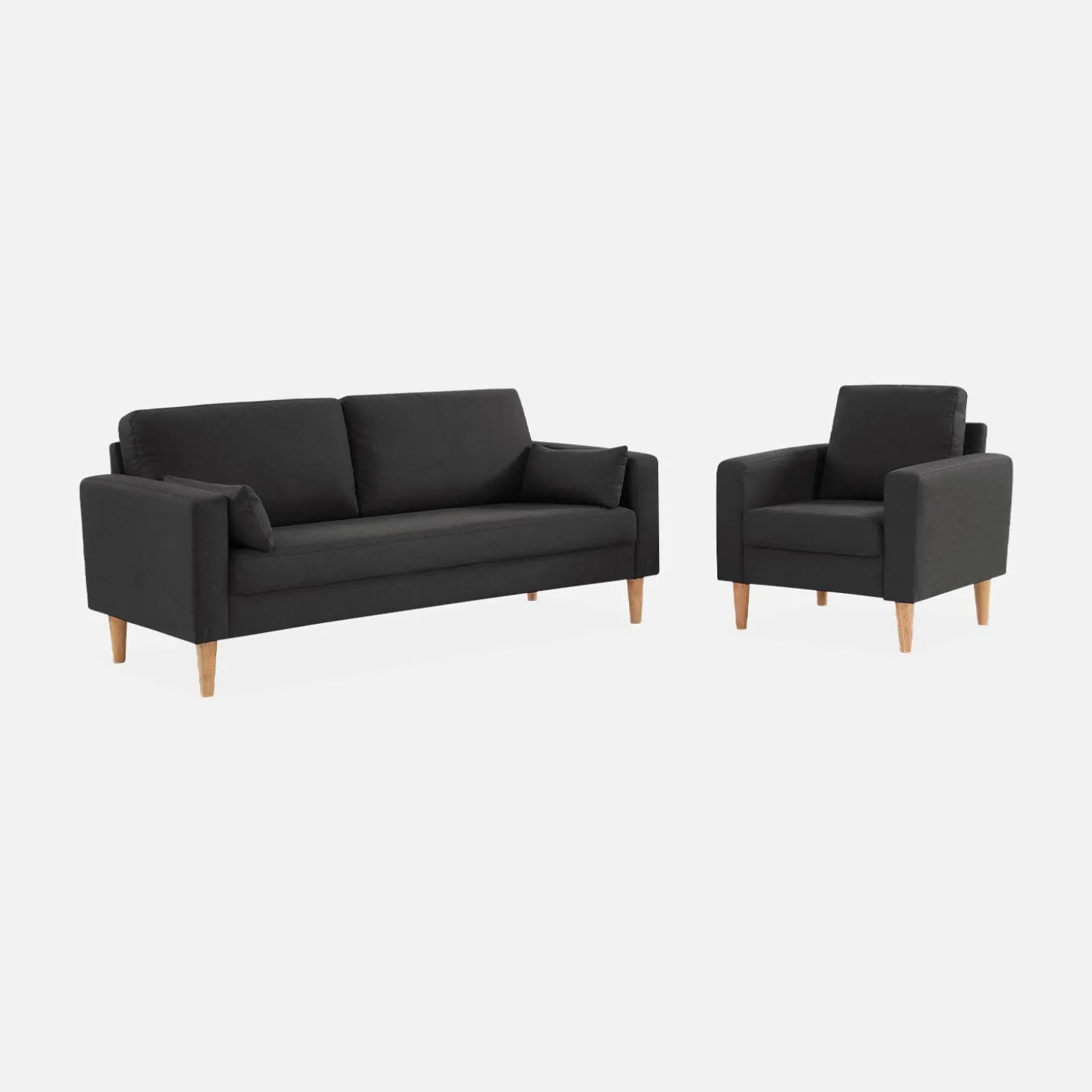 Sillón estilo escandinavo con patas de madera