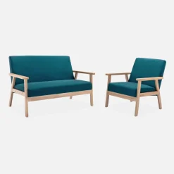 Sillón estilo escandinavo de madera y tela