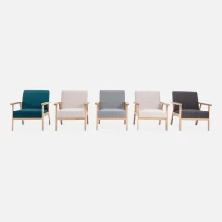 Sillón estilo escandinavo de madera y tela