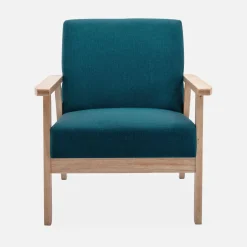 Sillón estilo escandinavo de madera y tela