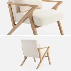 Sillón estilo escandinavo de madera de hevea borreguito