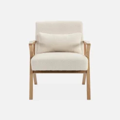 Sillón estilo escandinavo de madera de hevea borreguito