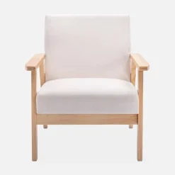 Sillón estilo escandinavo de madera y tela