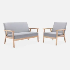 Sillón estilo escandinavo de madera y tela
