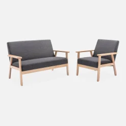 Sillón estilo escandinavo de madera y tela