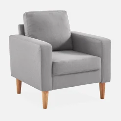 Sillón estilo escandinavo con patas de madera