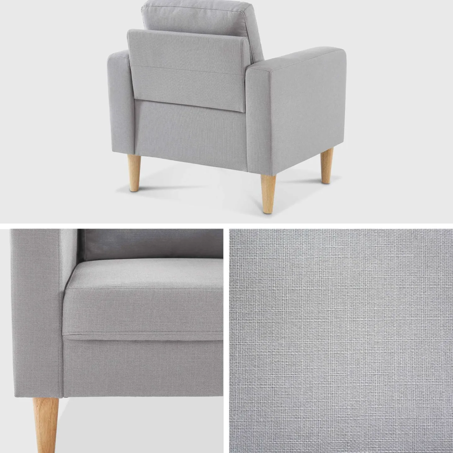 Sillón estilo escandinavo con patas de madera