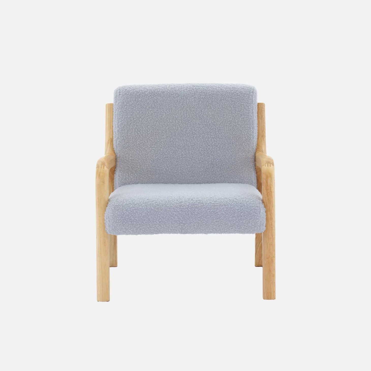 Sillón infantil escandinavo de madera y tela borreguito