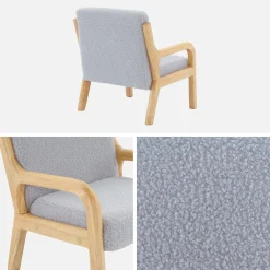 Sillón infantil escandinavo de madera y tela borreguito