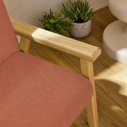Sillón infantil escandinavo de pana y madera de caucho