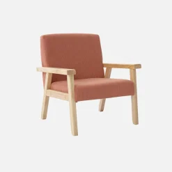 Sillón infantil escandinavo de pana y madera de caucho