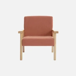 Sillón infantil escandinavo de pana y madera de caucho