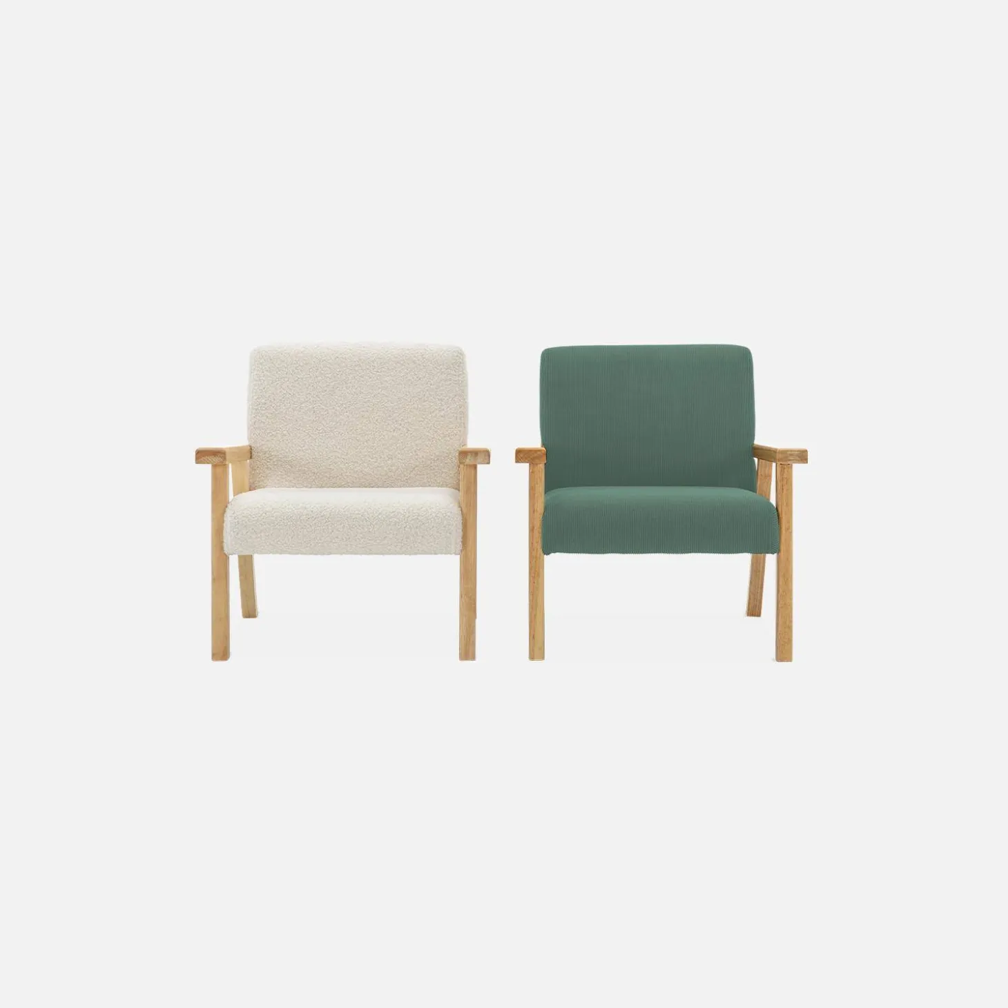 Sillón infantil escandinavo de pana y madera de caucho