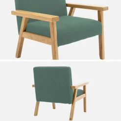 Sillón infantil escandinavo de pana y madera de caucho