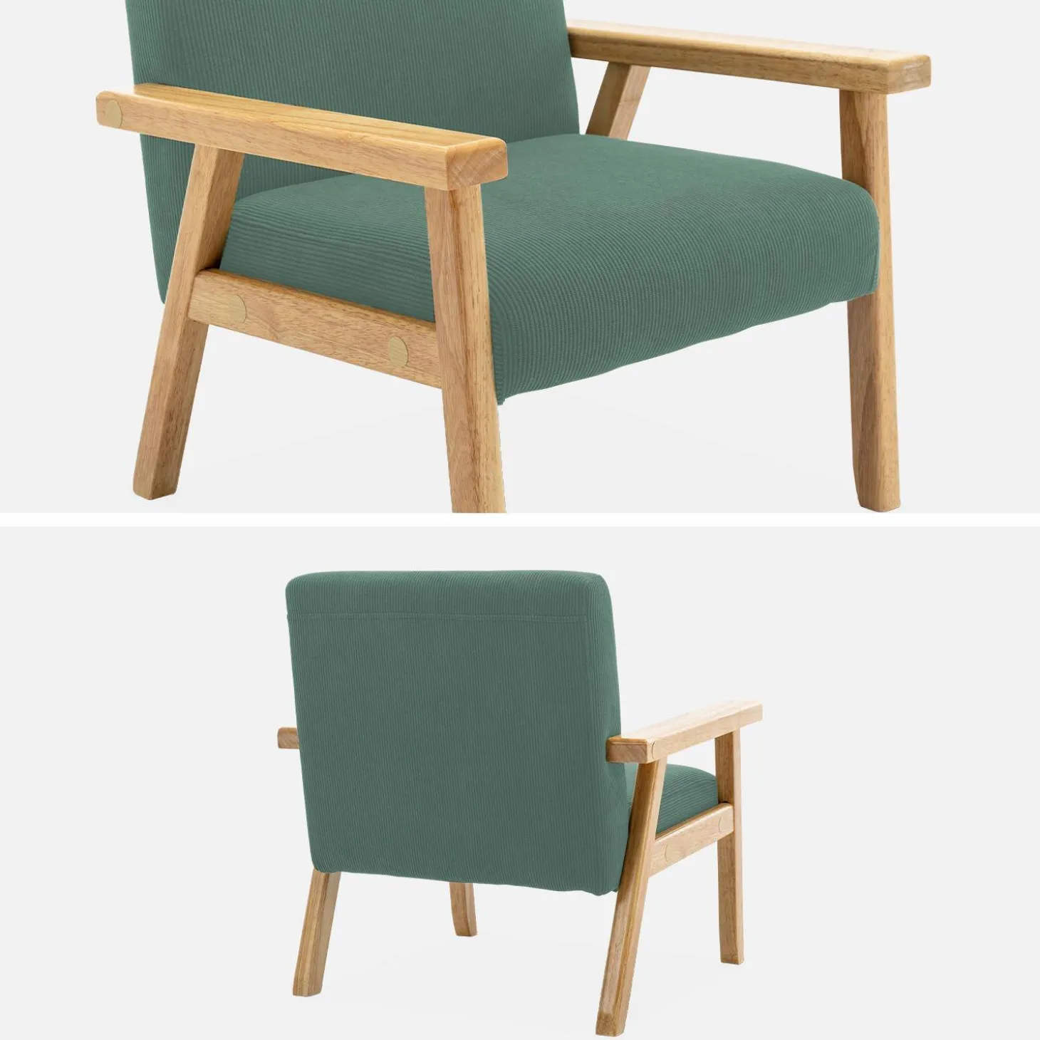 Sillón infantil escandinavo de pana y madera de caucho