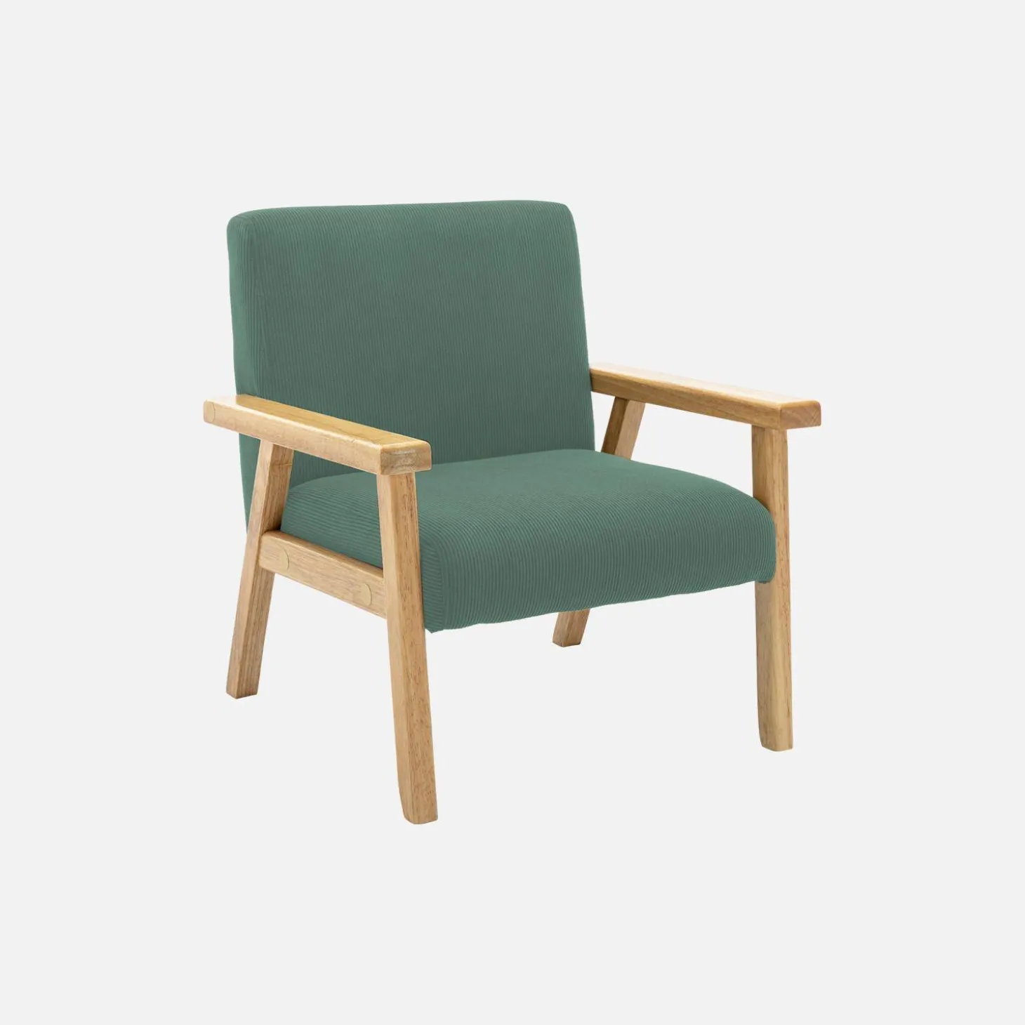 Sillón infantil escandinavo de pana y madera de caucho