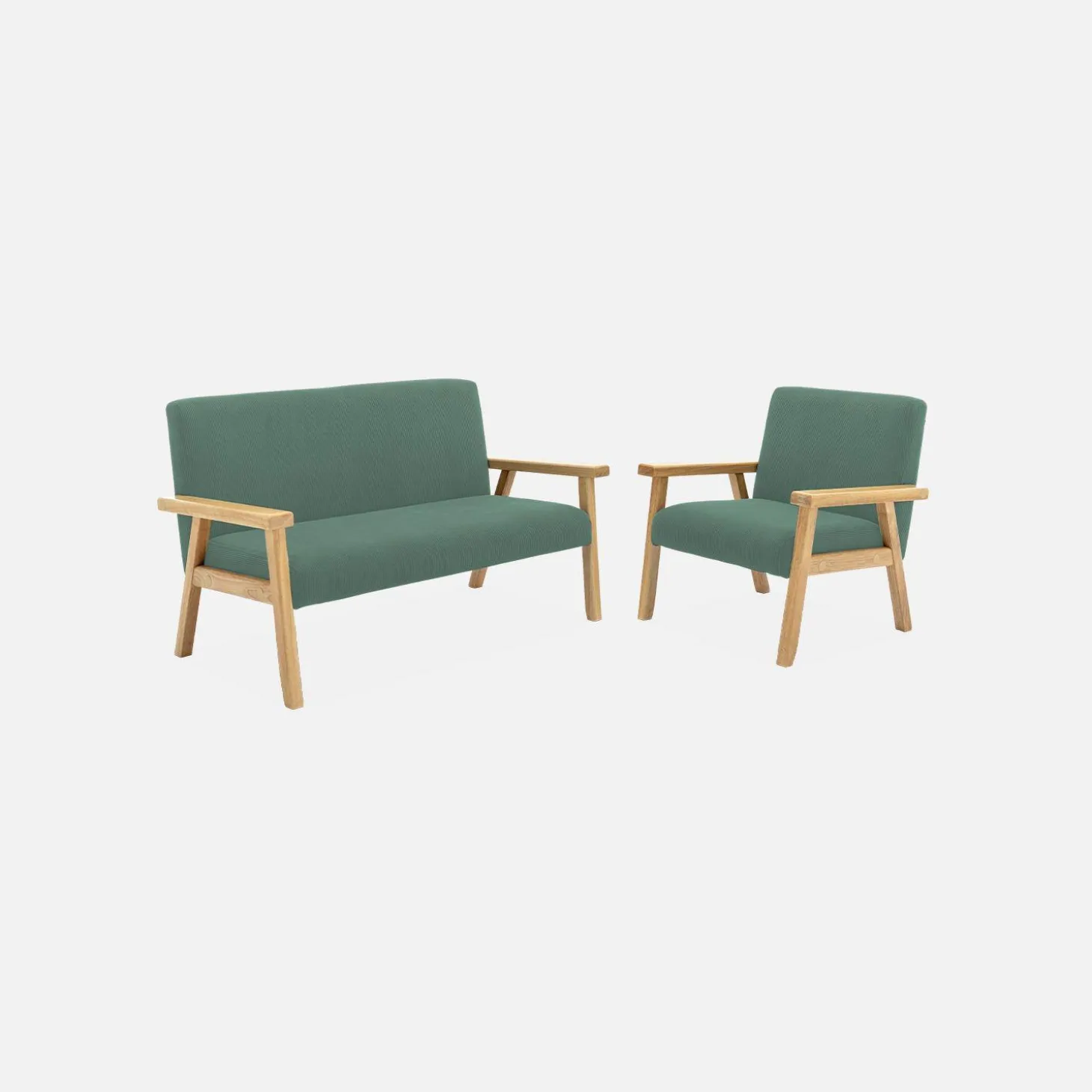 Sillón infantil escandinavo de pana y madera de caucho