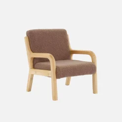 Sillón infantil escandinavo de madera y tela borreguito