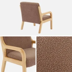 Sillón infantil escandinavo de madera y tela borreguito
