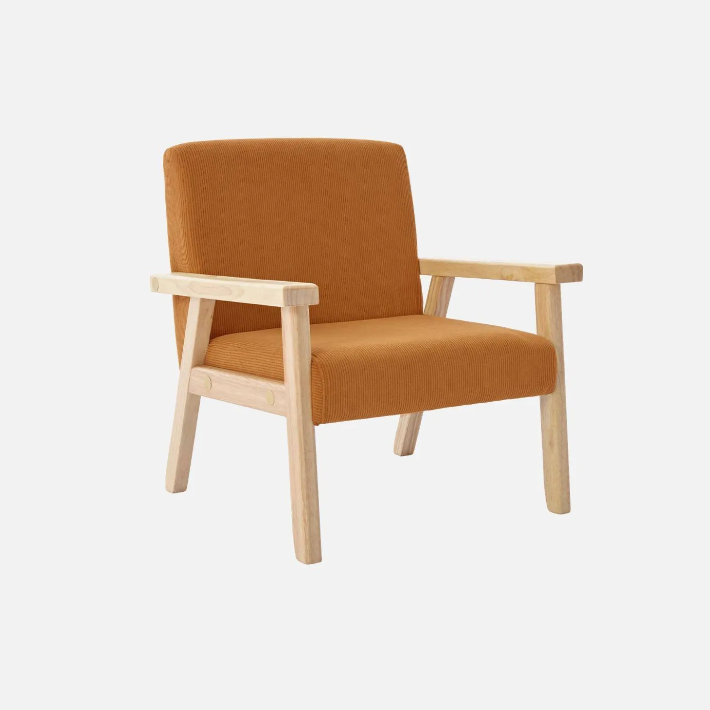 Sillón infantil escandinavo de pana y madera de caucho