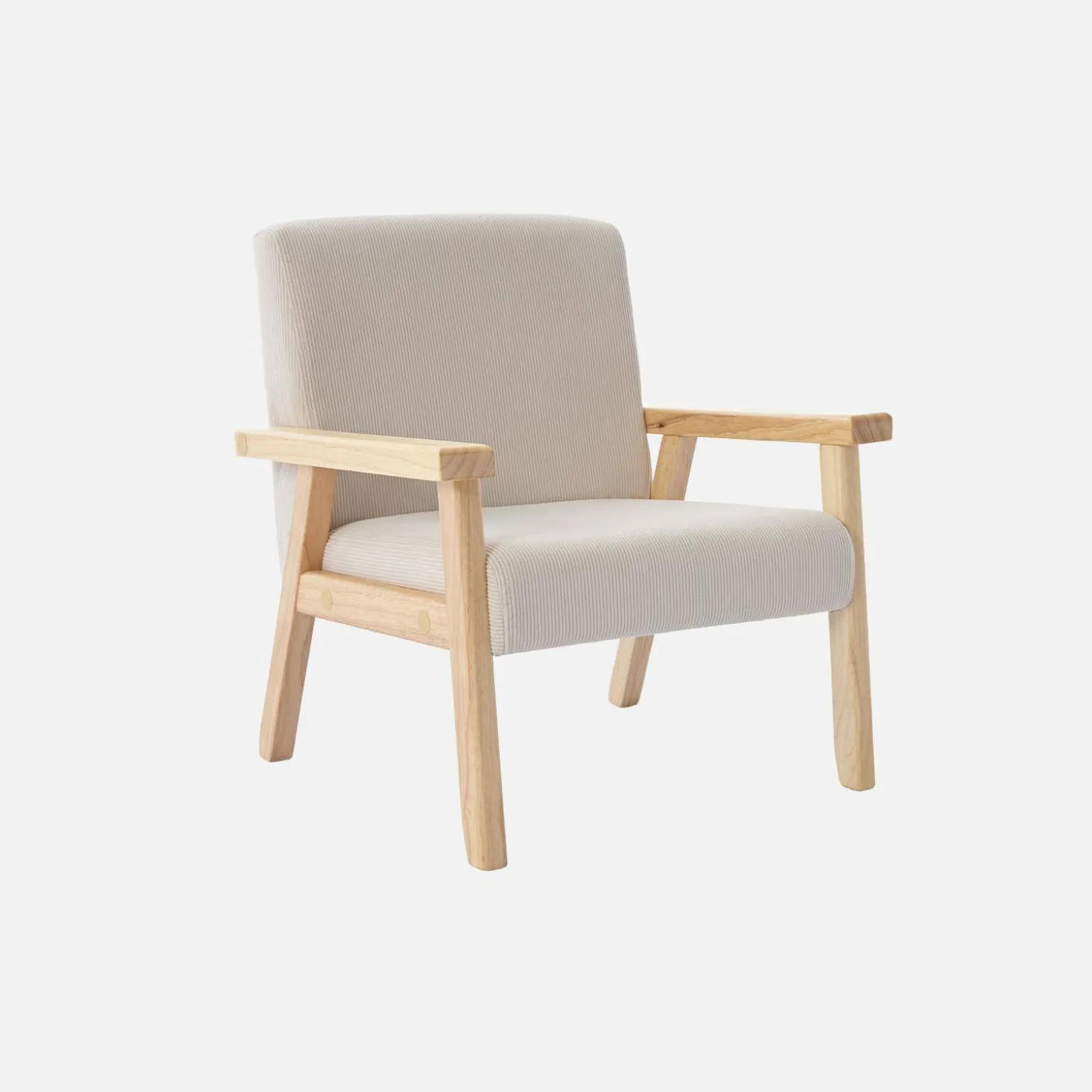 Sillón infantil escandinavo de pana y madera de caucho