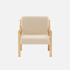 Sillón infantil escandinavo de madera y tela borreguito