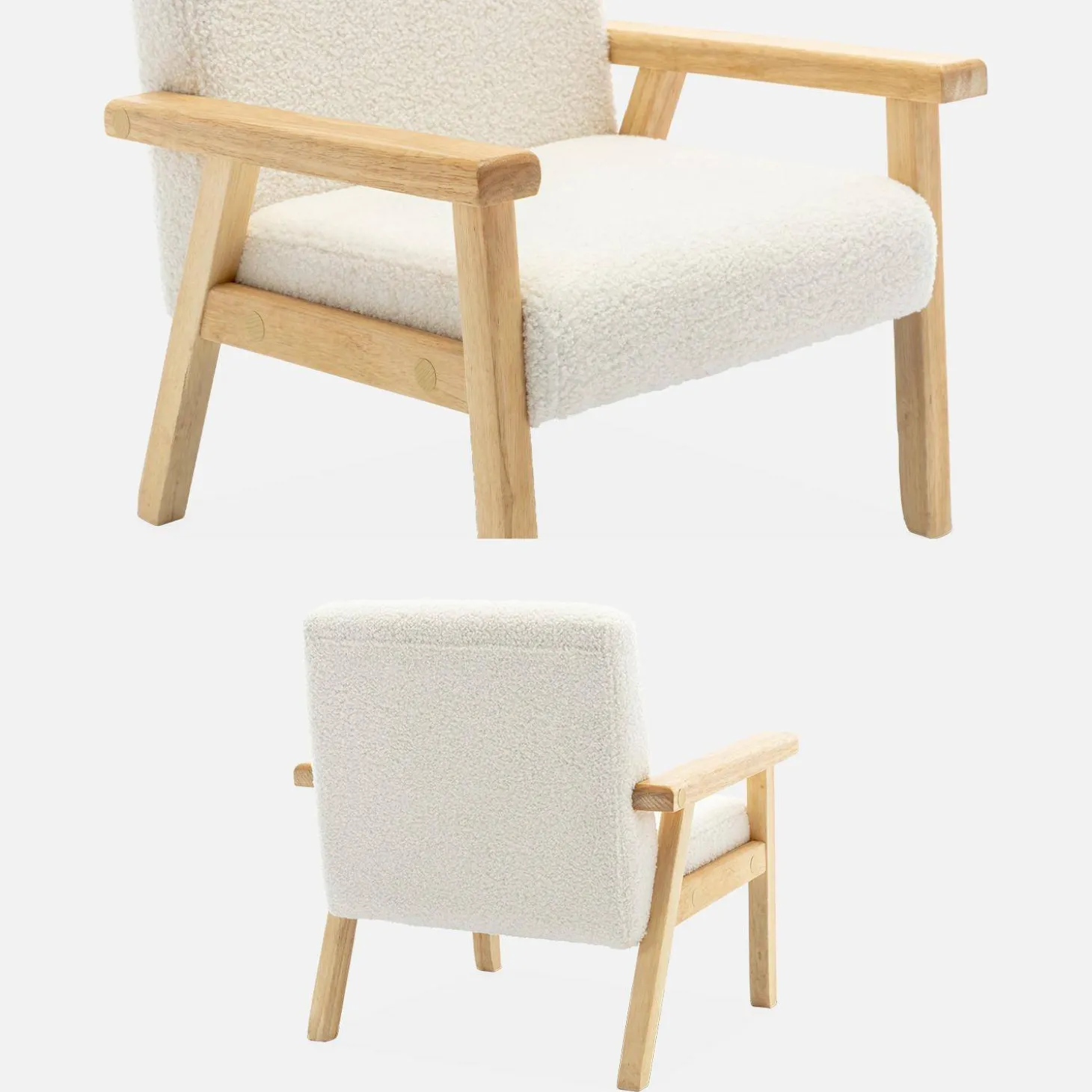 Sillón infantil estilo escandinavo de madera de hevea