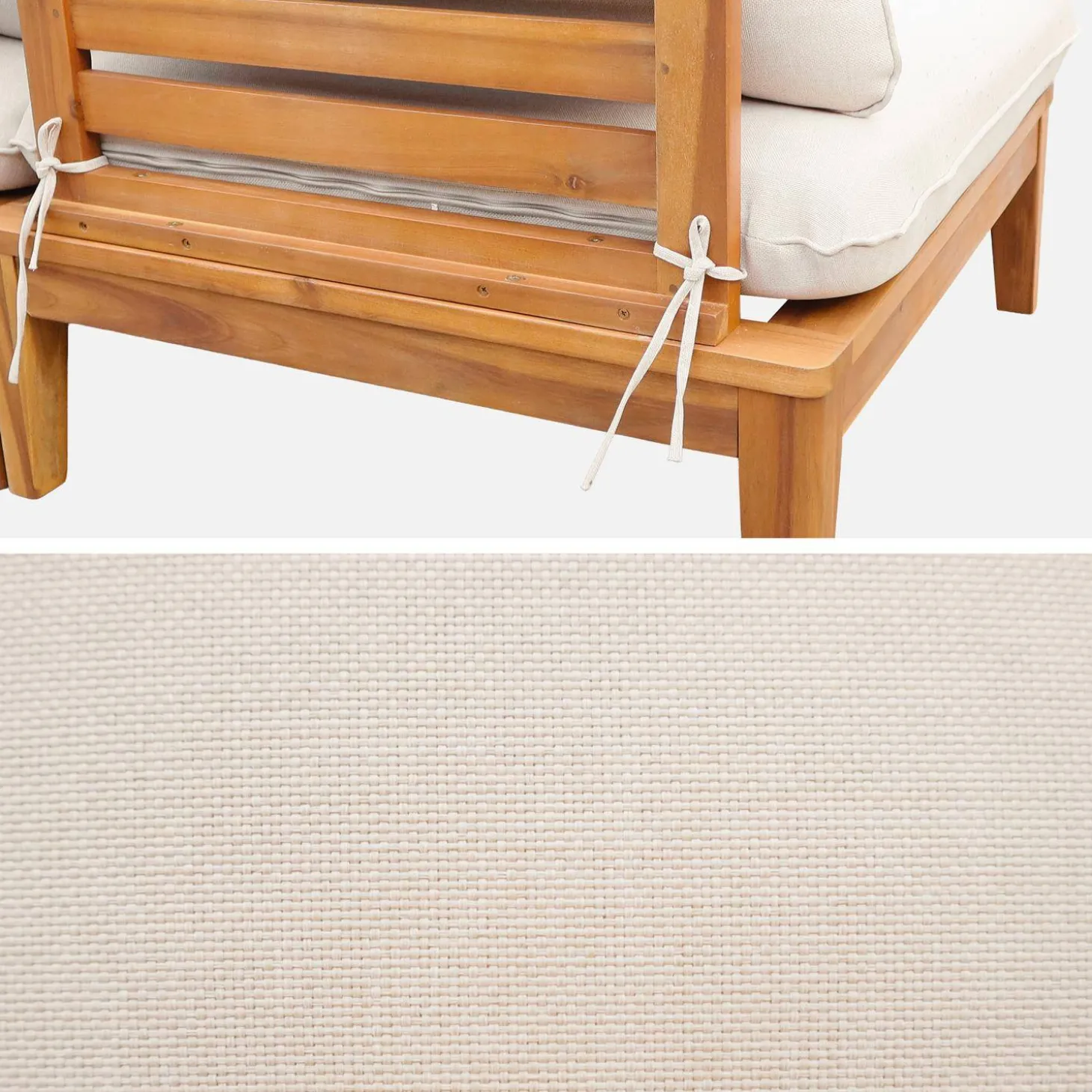 Sillón modular de jardín de madera de acacia, 2 plazas
