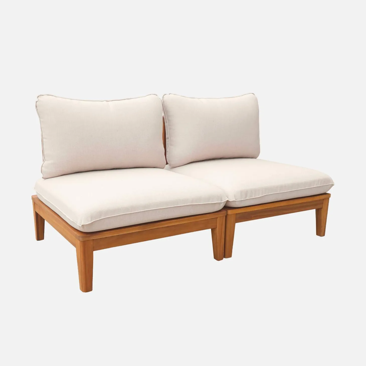Sillón modular de jardín de madera de acacia, 2 plazas