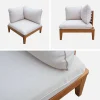 Sillón modular de jardín de madera de acacia con reposabrazos, 2 plazas