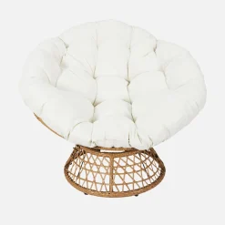 Sillón papasan giratorio en poliratán, para exterior/interior, 96cm