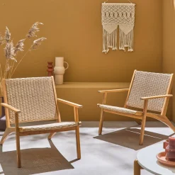 Sillón reclinable de madera y resina, set de 2
