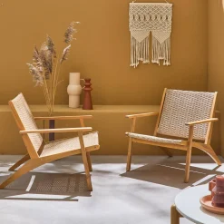 Sillón reclinable de madera y resina, set de 2