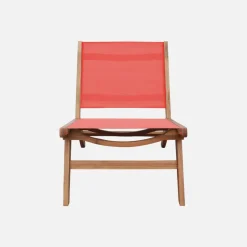 Sillón relax de madera de acacia y textilene, set de 2