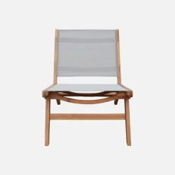 Sillón relax de madera de acacia y textilene, set de 2
