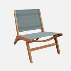 Sillón relax de madera de acacia y textilene, set de 2