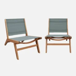 Sillón relax de madera de acacia y textilene, set de 2