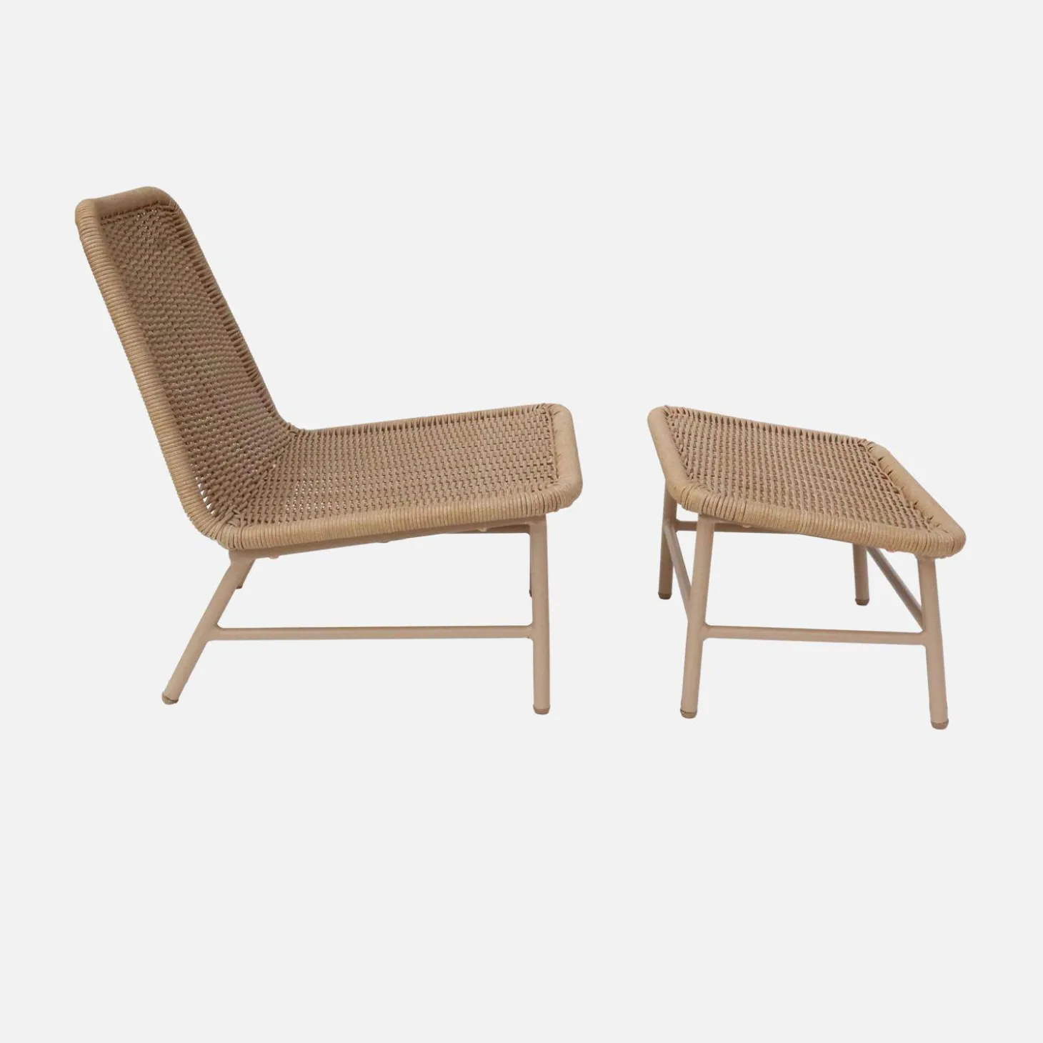 Sillón relax y reposapiés de aluminio y cuerda