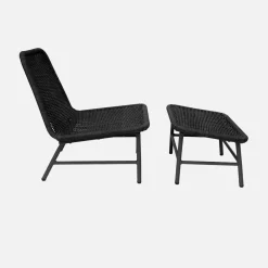 Sillón relax y reposapiés de aluminio y cuerda