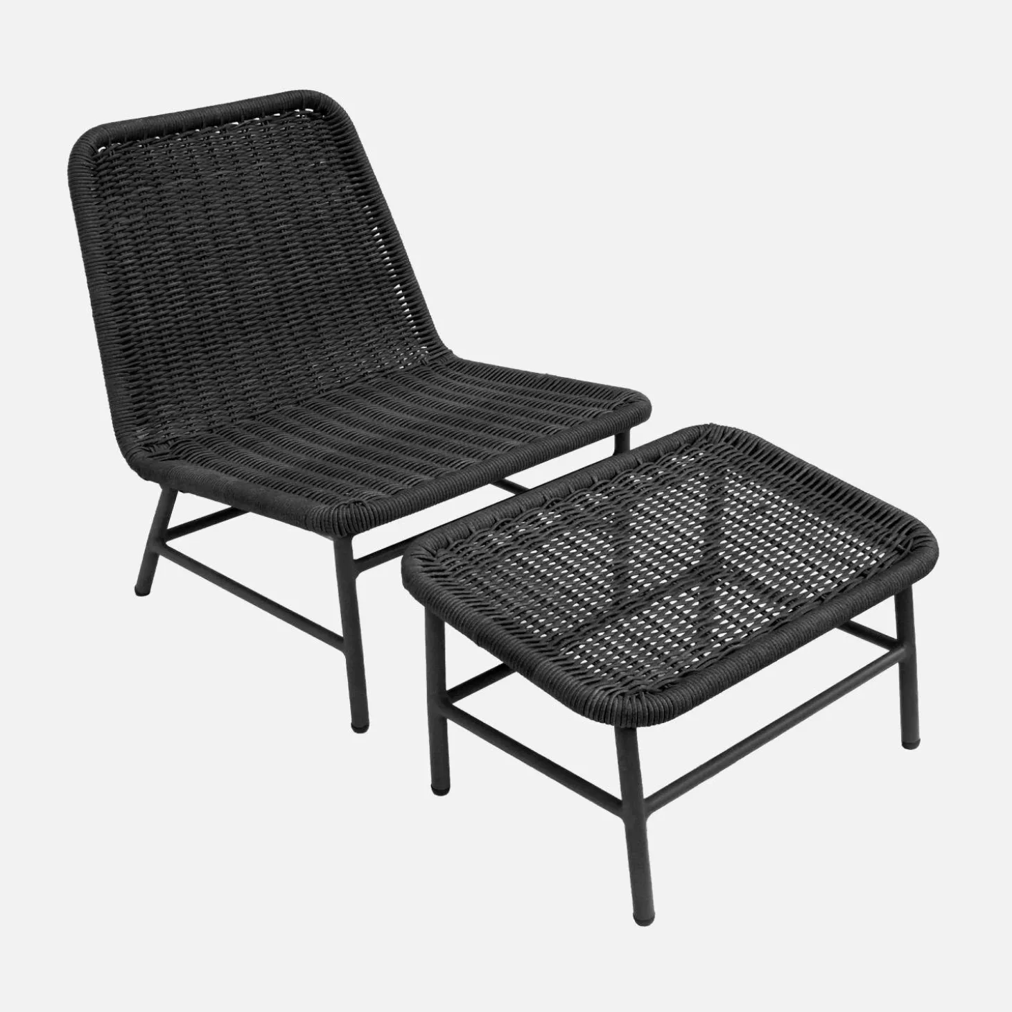 Sillón relax y reposapiés de aluminio y cuerda