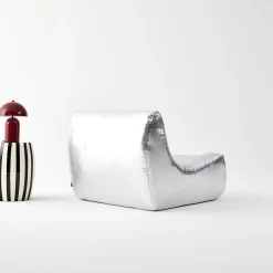 Sillón retro de cuero sintético, 1 plaza